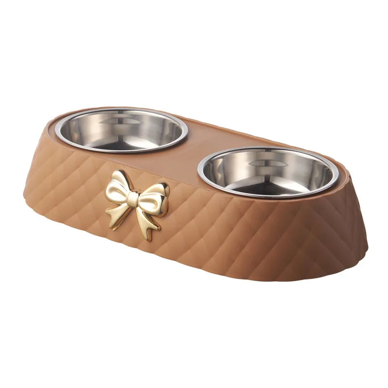 Stainless Steel Double Pet Feeding Bowls – Non-Slip & Raised