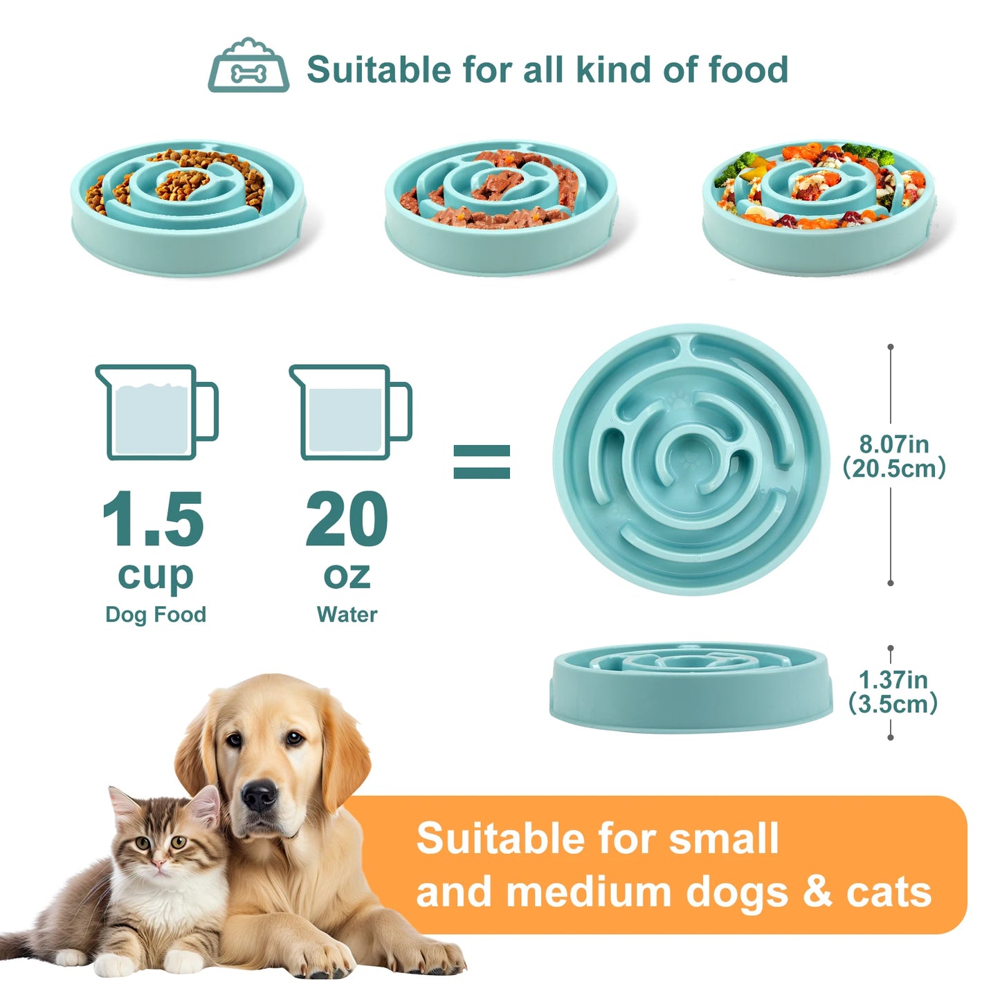 BarkLuxe™ Slow Feeder Dog Bowl – Anti-Gulping, Non-Slip Puzzle Food Dish for Dogs & Cats