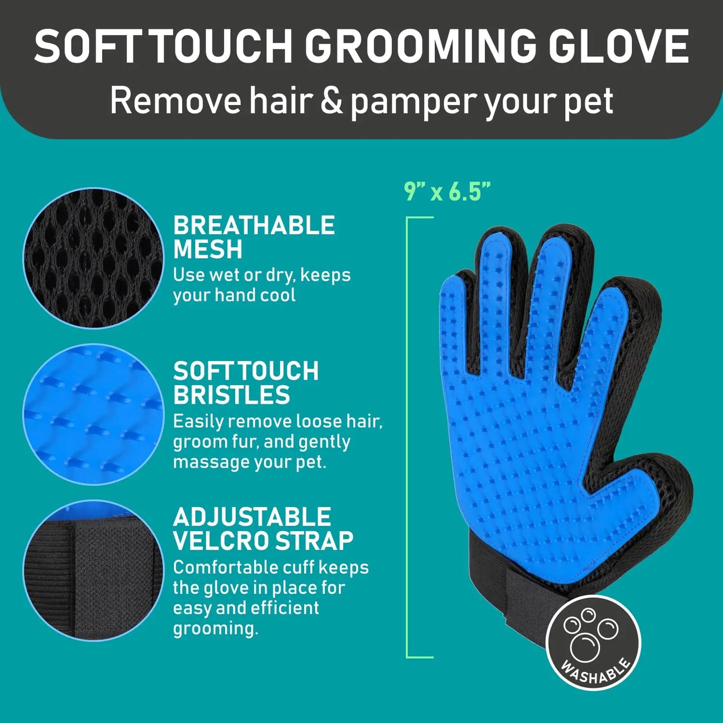 Gentle, effective grooming that keeps your pet looking fresh, reduces shedding, and strengthens your bond — all in one comfortable pair of gloves.