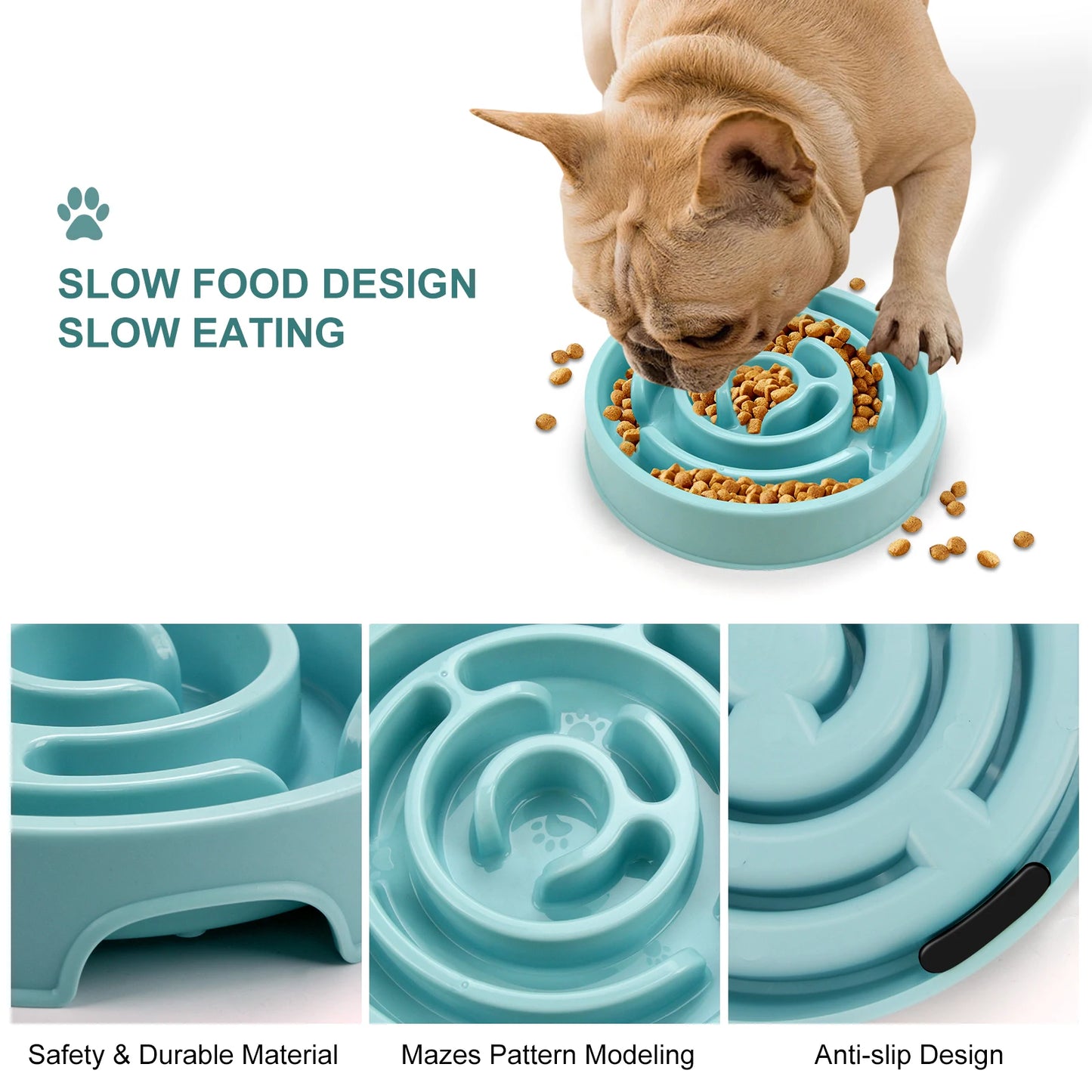 BarkLuxe™ Slow Feeder Dog Bowl – Anti-Gulping, Non-Slip Puzzle Food Dish for Dogs & Cats