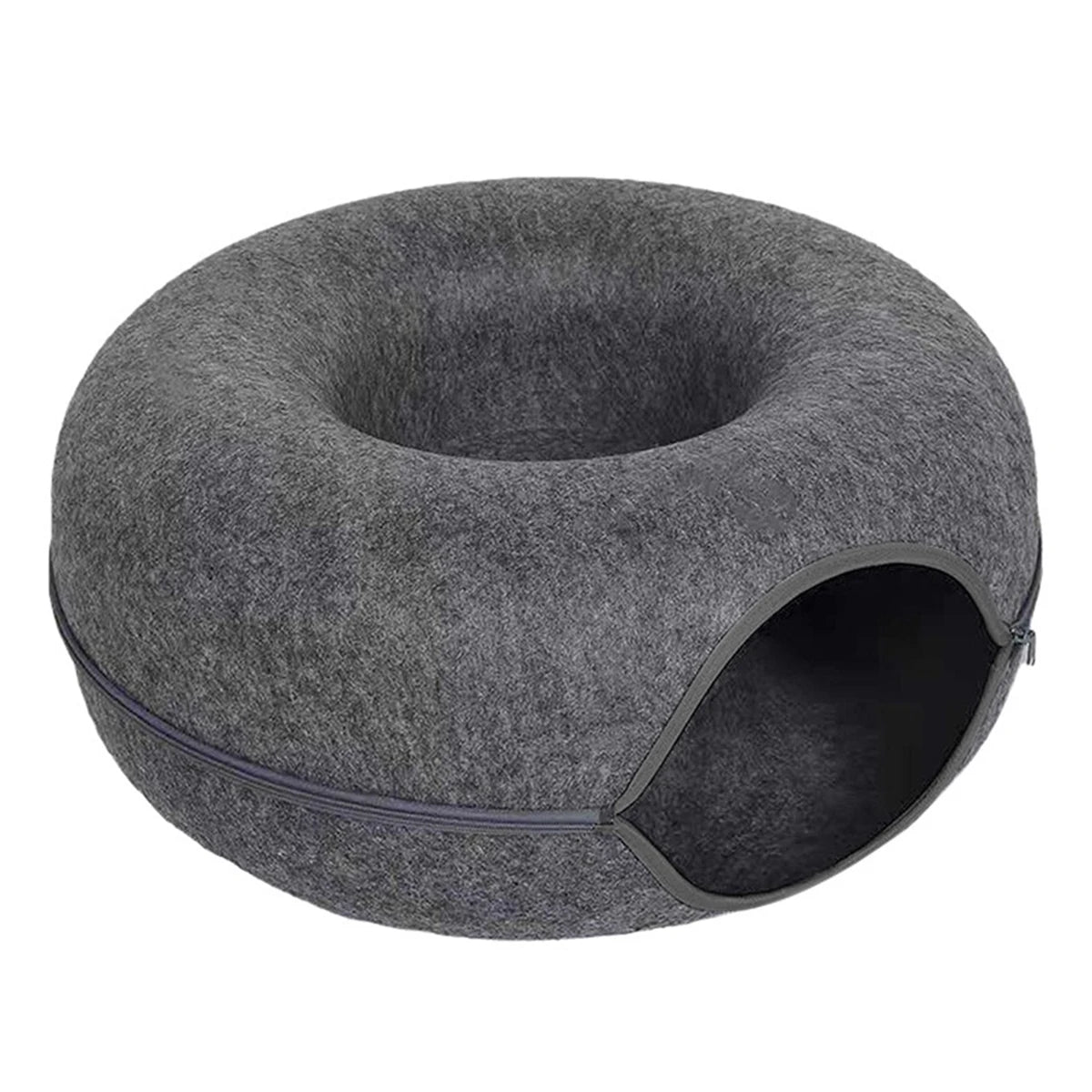 BarkLuxe™ Cozy Cat Tunnel Bed – Felt Donut Cave, Scratcher & Hideaway for Kittens & Cats