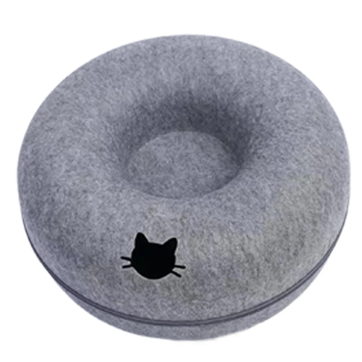 BarkLuxe™ Cozy Cat Tunnel Bed – Felt Donut Cave, Scratcher & Hideaway for Kittens & Cats