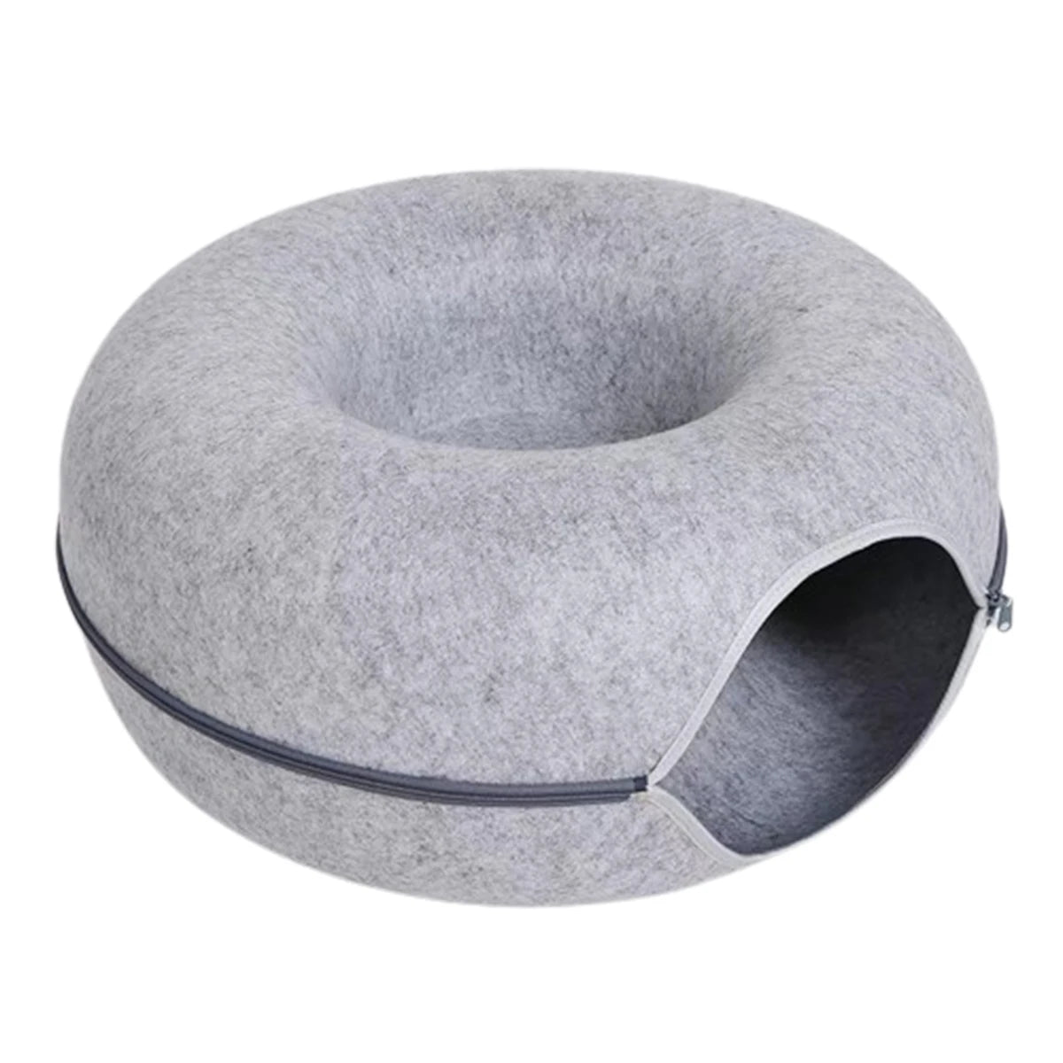 BarkLuxe™ Cozy Cat Tunnel Bed – Felt Donut Cave, Scratcher & Hideaway for Kittens & Cats