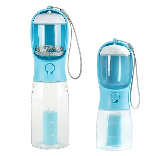 BarkLuxe™ 3-in-1 Portable Pet Water Bottle – Travel Feeder, Snack Box & Waste Bag Dispenser